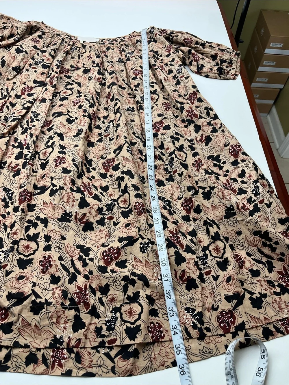 The Great. Sleep Dress 100% Cotton Size 0 Beige Black Timber Floral‎ Loose